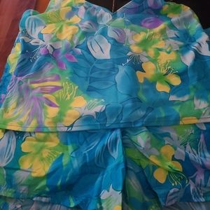 2pc swim suit with shorts bottoms